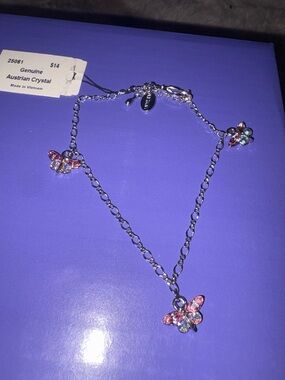 Crystal Butterfly Charm Bracelet - Pink Multicolor